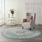 Homeroots 8 ft. Round Light Blue Distressed Medallion Area Rug 385338 - alternate 7